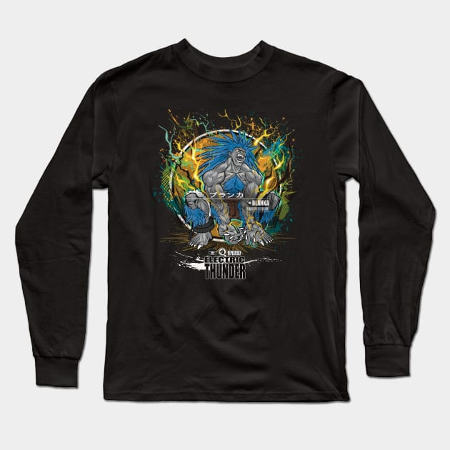 BLANKA: ELECTRIC THUNDER - BLUE Long Sleeve T-Shirt by JF Penworks